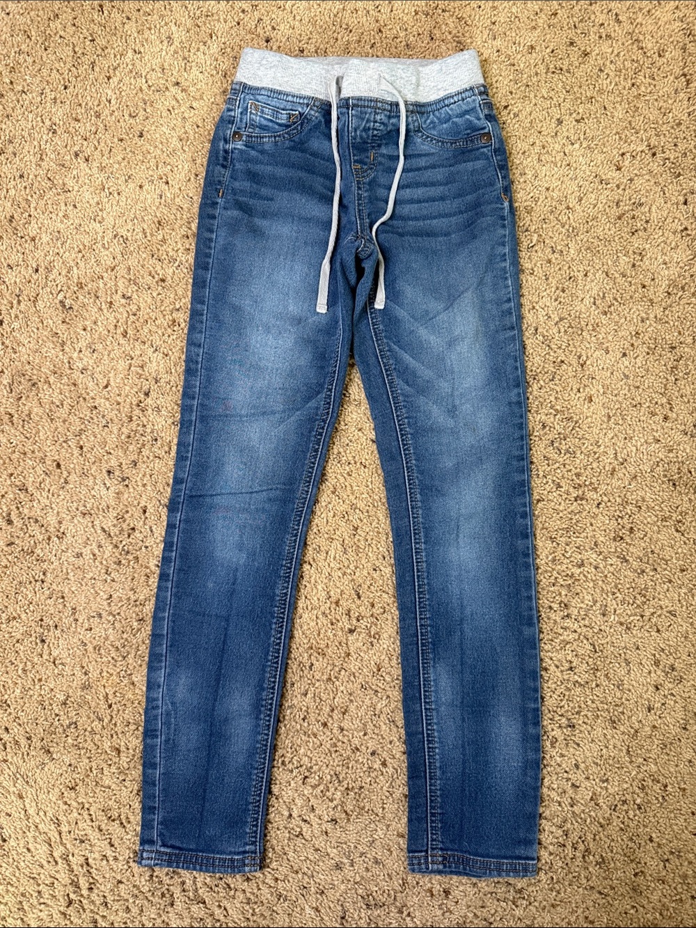 Justice Girls Blue Skinny Jeans with Gray Drawstring Waist
